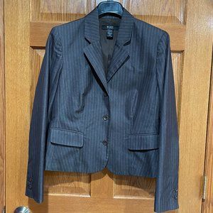 VICTORIA'S SECRET BODY BY VICTORIA Womens 12 Front Button Blazer Brown Pinstripe